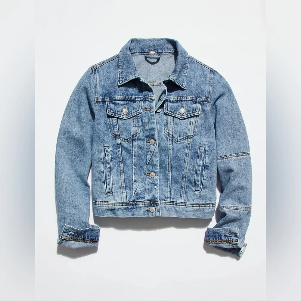 Free People Rumors Denim Jean Jacket Light Indigo - Picture 5 of 5